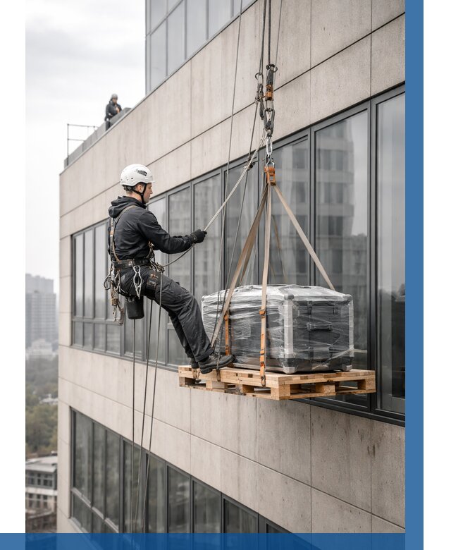 Спуск груза по фасаду в Ивантеевке от 3600 р. | ВЫСОТНИК-Внт