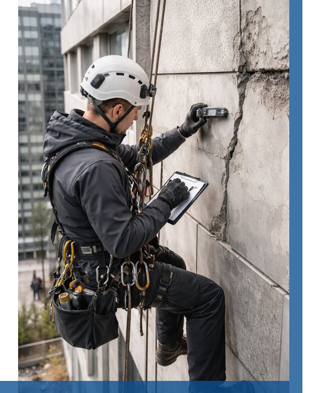 Обследование фасада альпинистами в Ивантеевке от 123 р. | ВЫСОТНИК-Внт