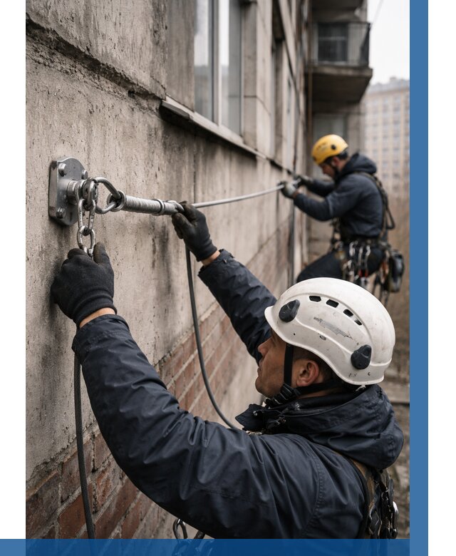 Монтаж анкерных линий в Ивантеевке от 3086 р. | ВЫСОТНИК-Внт