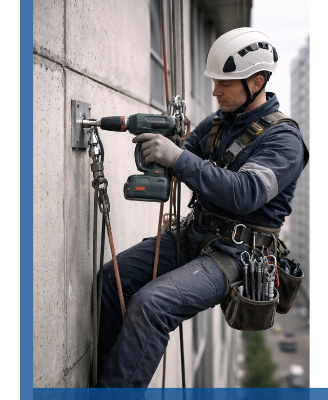 Установка анкерных точек для высотных работ в Ивантеевке