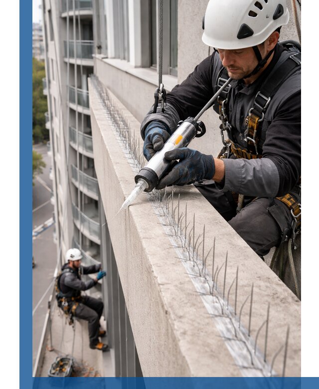 Установка шипов от птиц на фасадах и кровлях в Ивантеевке